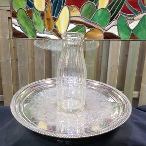Vintage Art Deco Royal Glass Milk Bottle With Embossed Ribs -  Nice Clean Jar! - Vintage Decor, Farmhouse Decor, Vancouver Dairy