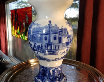 Retro Vase - Blue & White Ironstone Flower Vase - Great Images                   >>>    FREE SHIPPING <<<