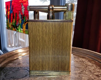 Vintage Gold & Woodgrain Lift Arm Lighter – Japan, Never Used