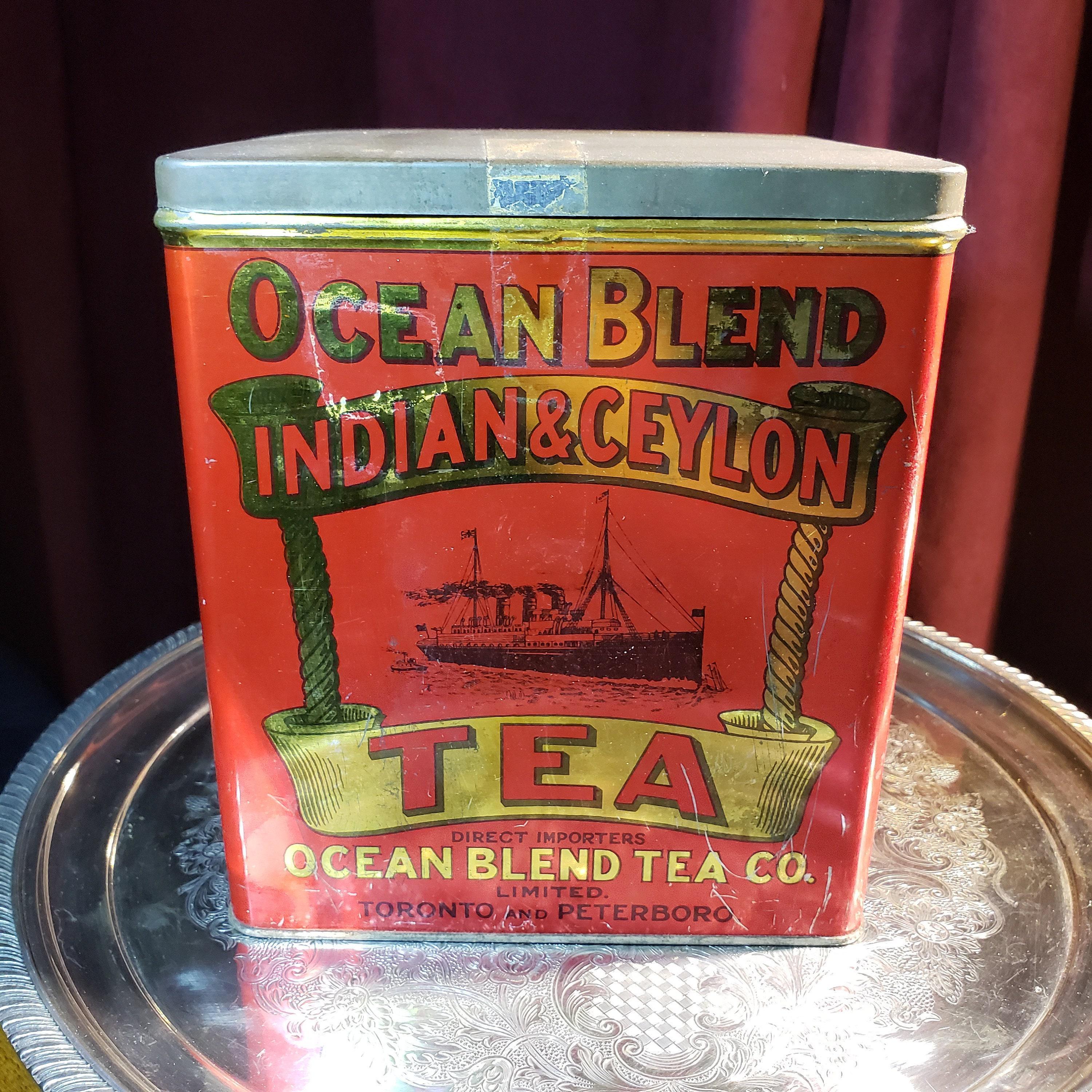 雑貨 インテリア Ocean Blend Indian and Ceylon Tea Tin  ティン缶 ビンテージ Ocean Blend Tea Tin: Indian & Ceylon Style Metal - Etsy Canada