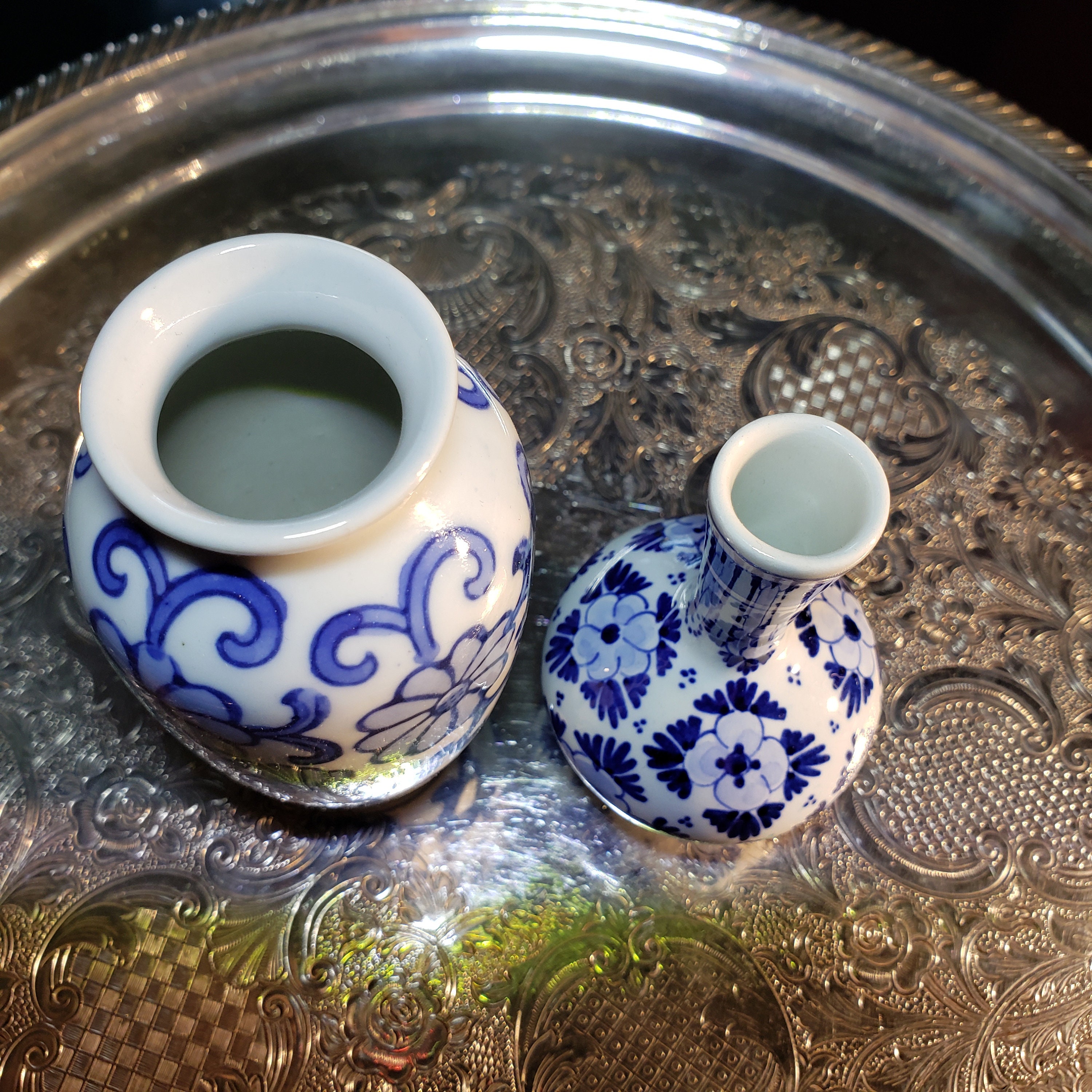 ヴィンテージ ブルー & ホワイト Koninklijke Porcelevne Fles