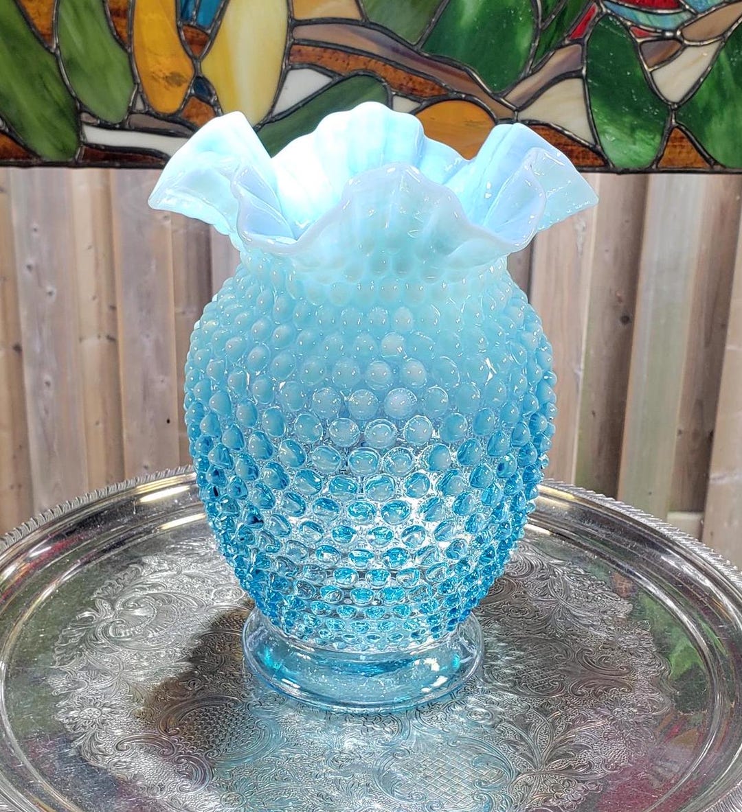 Fenton Hobnail Milk Glass Vase Large - Etsy