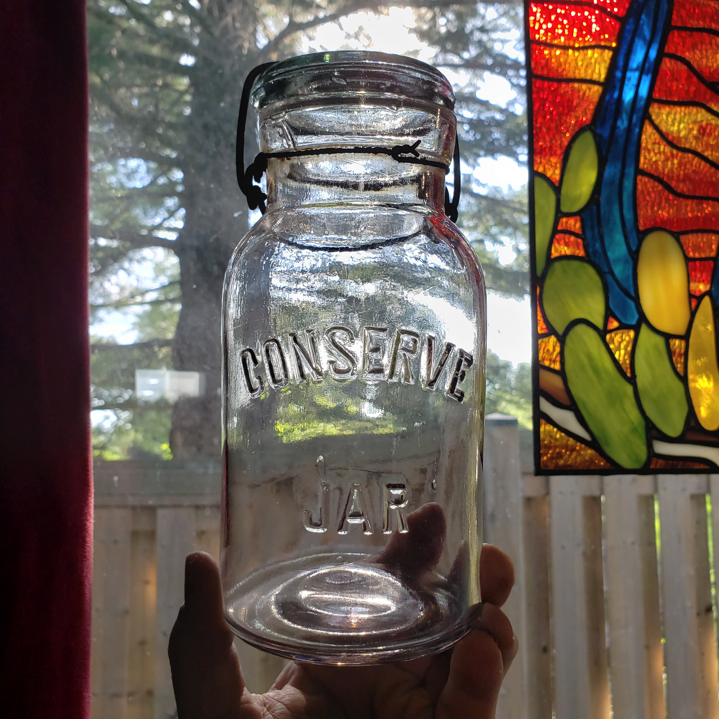 Vintage Amethyst Conserve Fruit Jar - Light SCA - Quart Wire Sealer Jar, Antique Jar, Room Decor