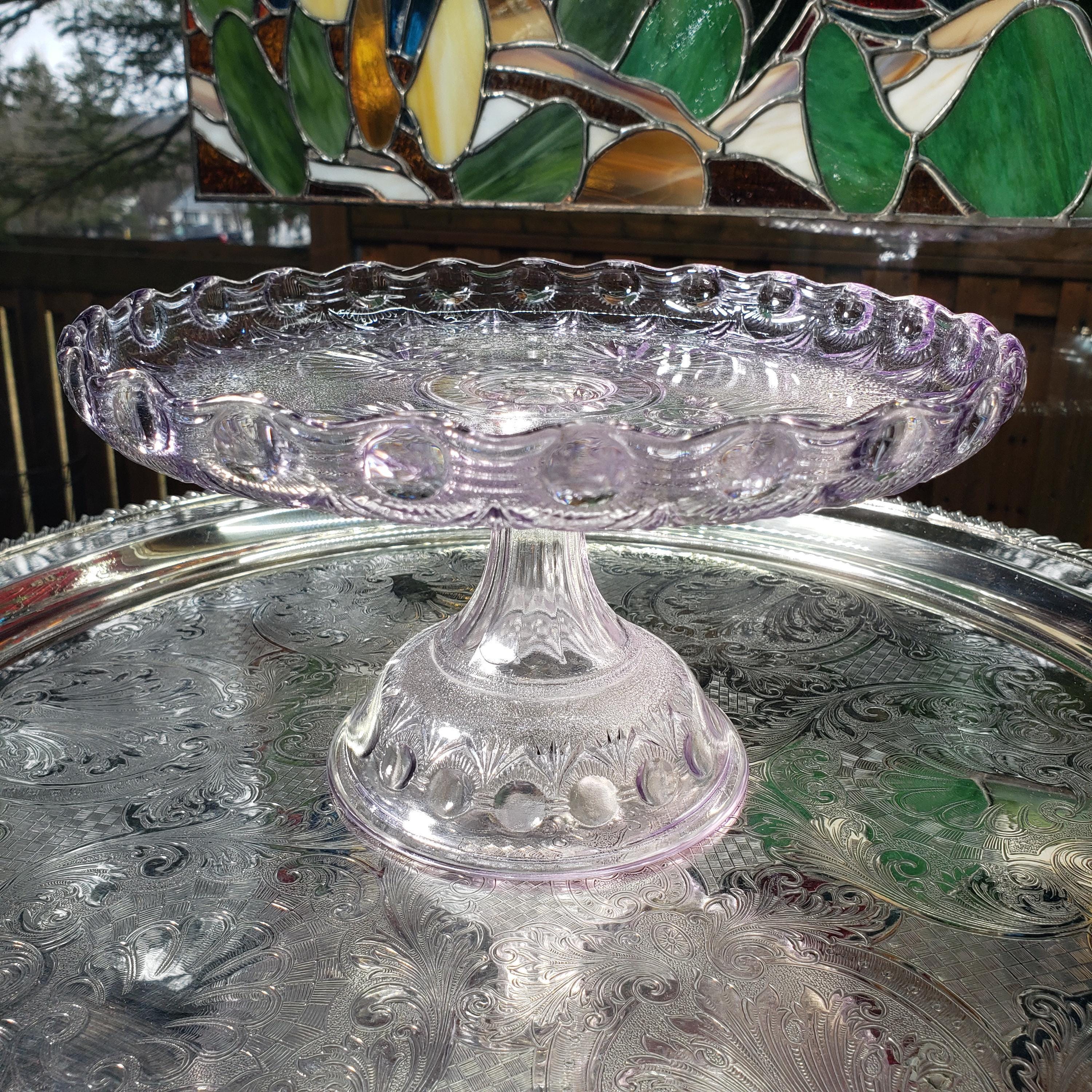 Vintage Purple Glass Cake Stand - Etsy