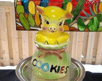 Vintage Treasure Craft Farmer Pig Cookie Jar - Etsy