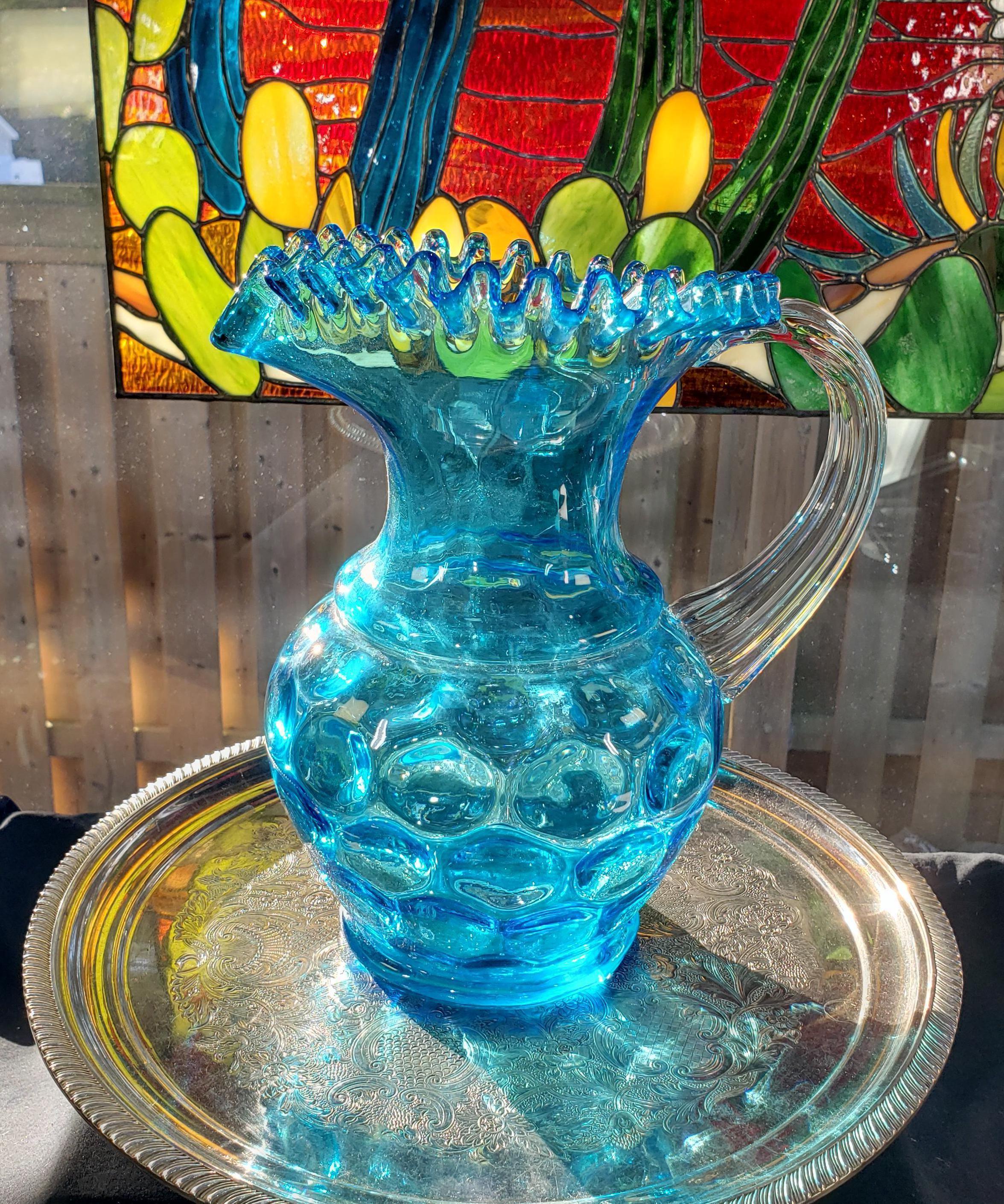 Rare Blue Fenton Pitcher - Etsy