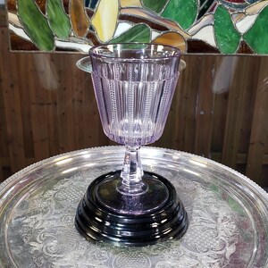 Vintage Amethyst Glass Goblet: Beaded Panels EAPG Victorian Decor
