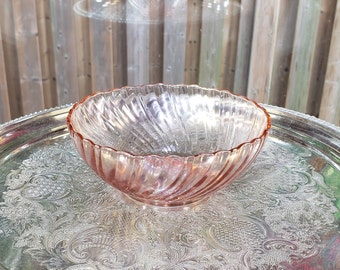 Vintage Arcoroc Luminarc Rosaline Pink Swirl Bowl - French Decor