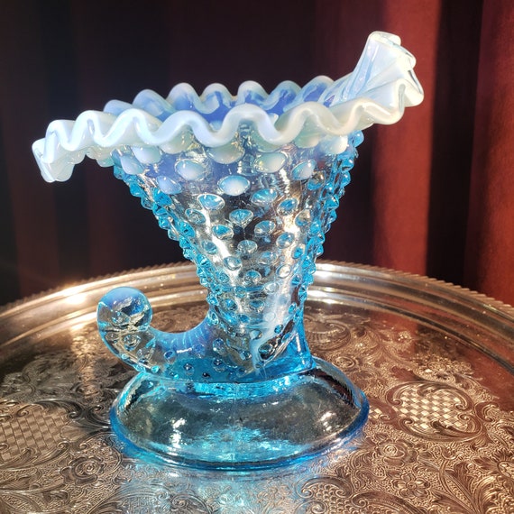 Teal Hobnail Diamond Glass Decorative Storage Container