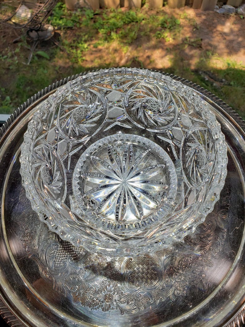 Lead Crystal Candy Bowl: Pinwheel Pattern, Footed Glass image 9