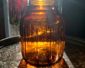 Vintage - Reed Glass Co - Amber 12 Rib Measurement Jar - March 1949