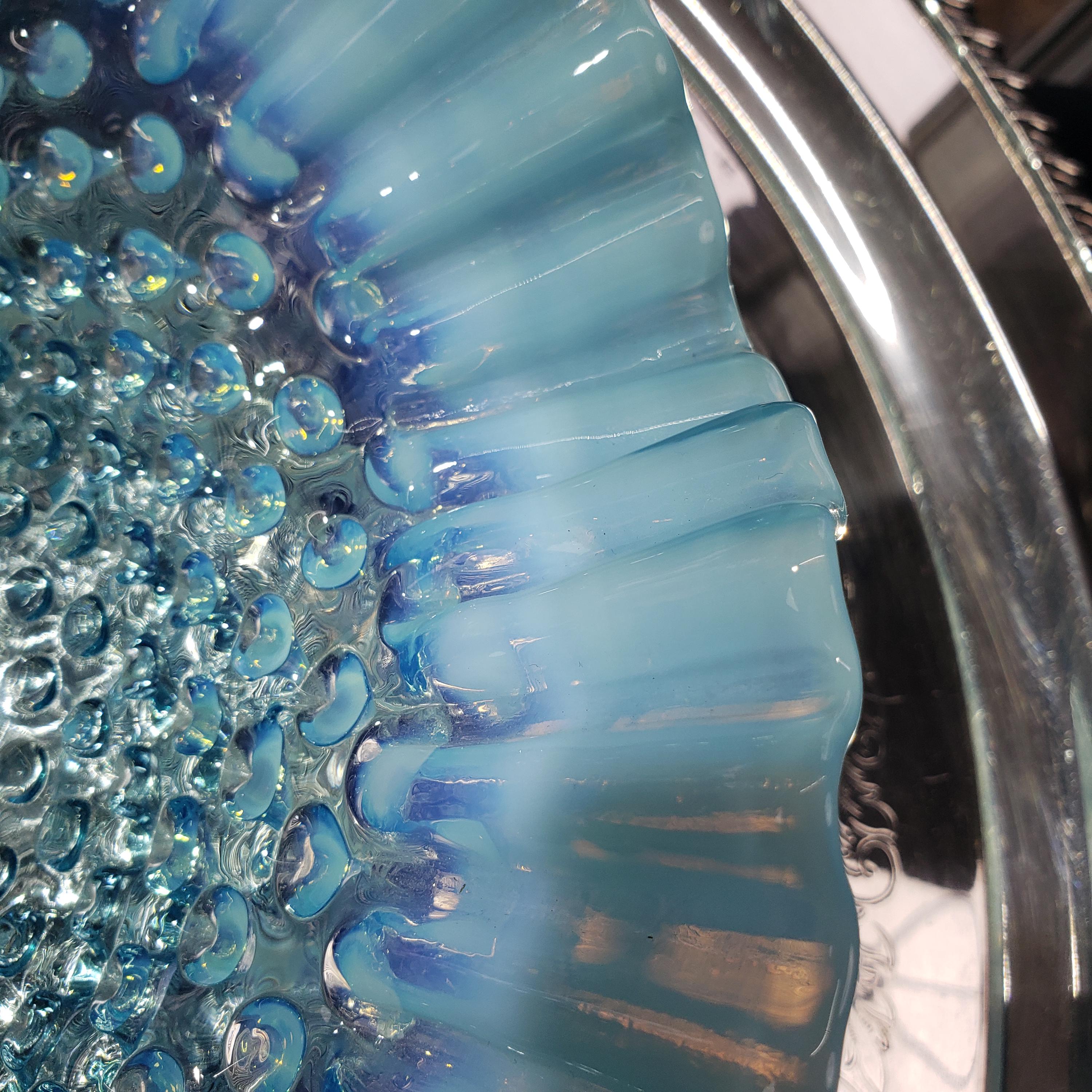 Vintage Fenton Blue Opalescent Hobnail Ruffle Bowl - 11 Inch - Etsy