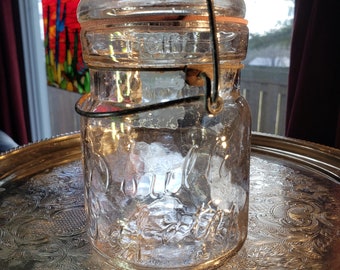 Vintage - " Double Safety " Strong Whittled Pint Mason Jar - Wire Sealer - Great Looking Little Jar!                   >>> FREE SHIPPING <<<