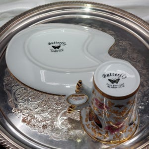 Porcelain Tea Cup and Saucer: Butterfly Motif (Allison LL) image 10