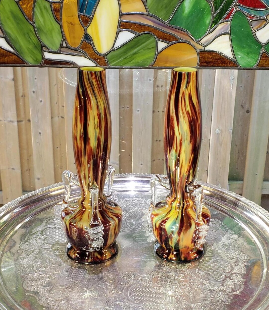 Antique Franz Welz Bohemian Splatter Glass Vases: 1890s Czech Decor - Etsy