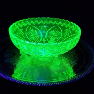 Uranium Glass Bowl: Sawtooth Edge, Southwest Design