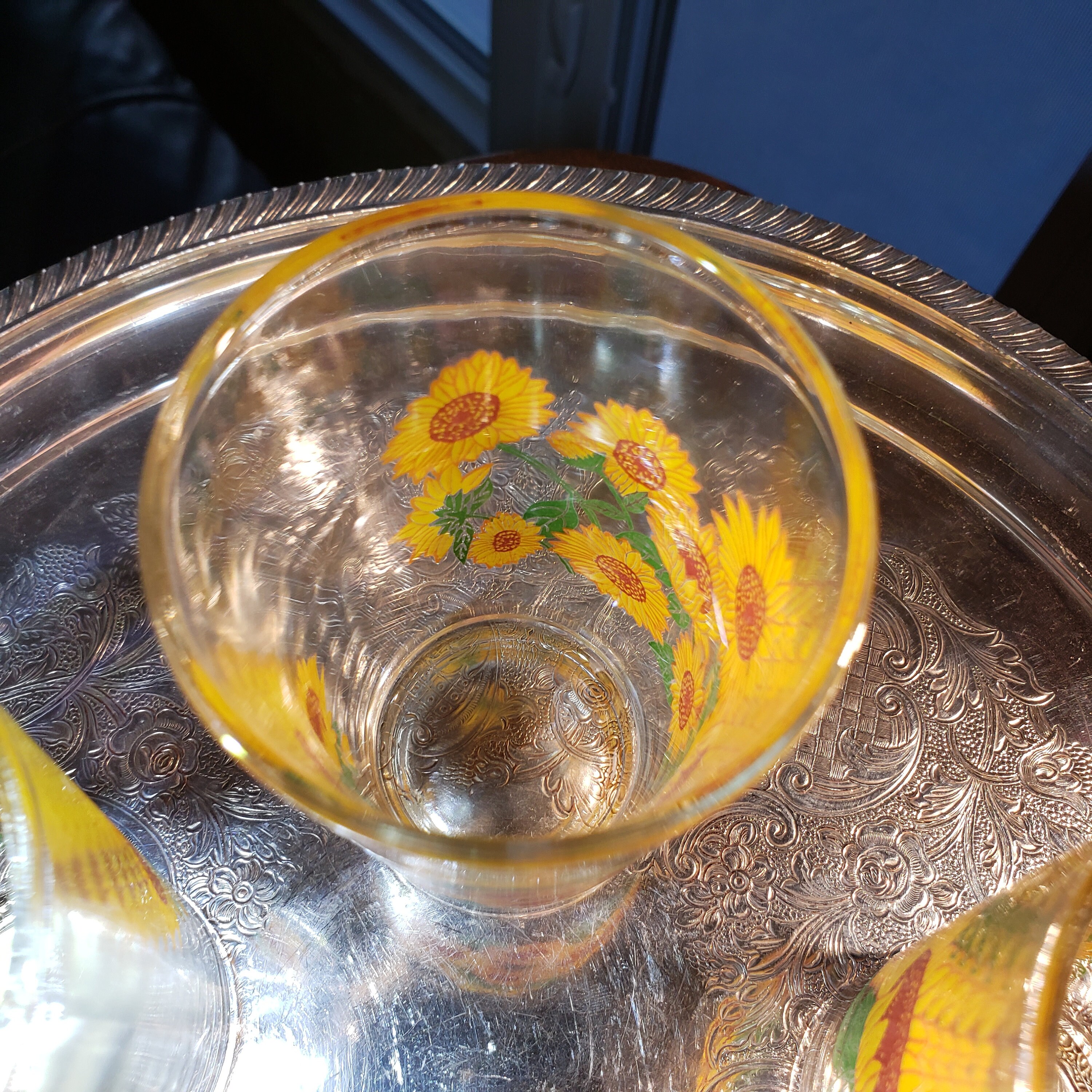 Sunflower Drinking Glasses 16 Oz 4” Juice Glass NWT Set of 4
