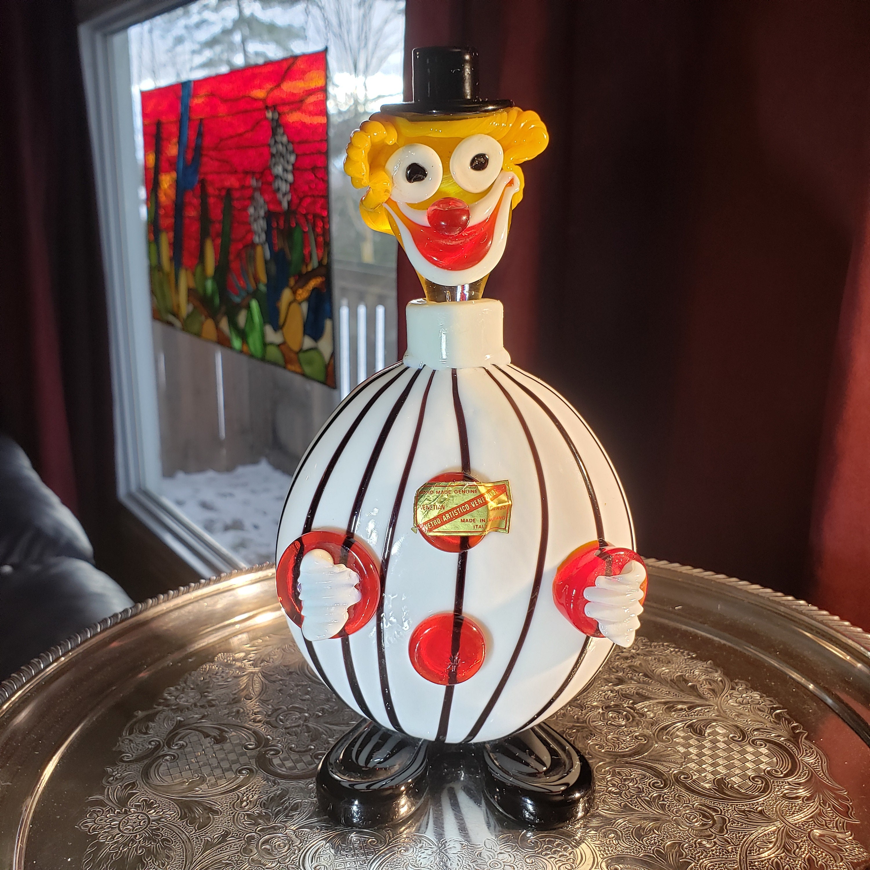 Murano Glass Clown Decanter 8.5 in Tall Fat Ball Shape Etsy