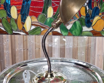 Antique Brass Gooseneck Desk Lamp - 1930s Art Deco Lighting
