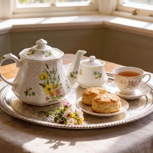 Sadler Teapot Set - Hexagonal Shape with Floral Pattern