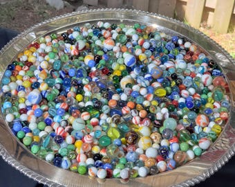 Vintage Glass Marbles - 100 Random Assortment From Pictured Lot