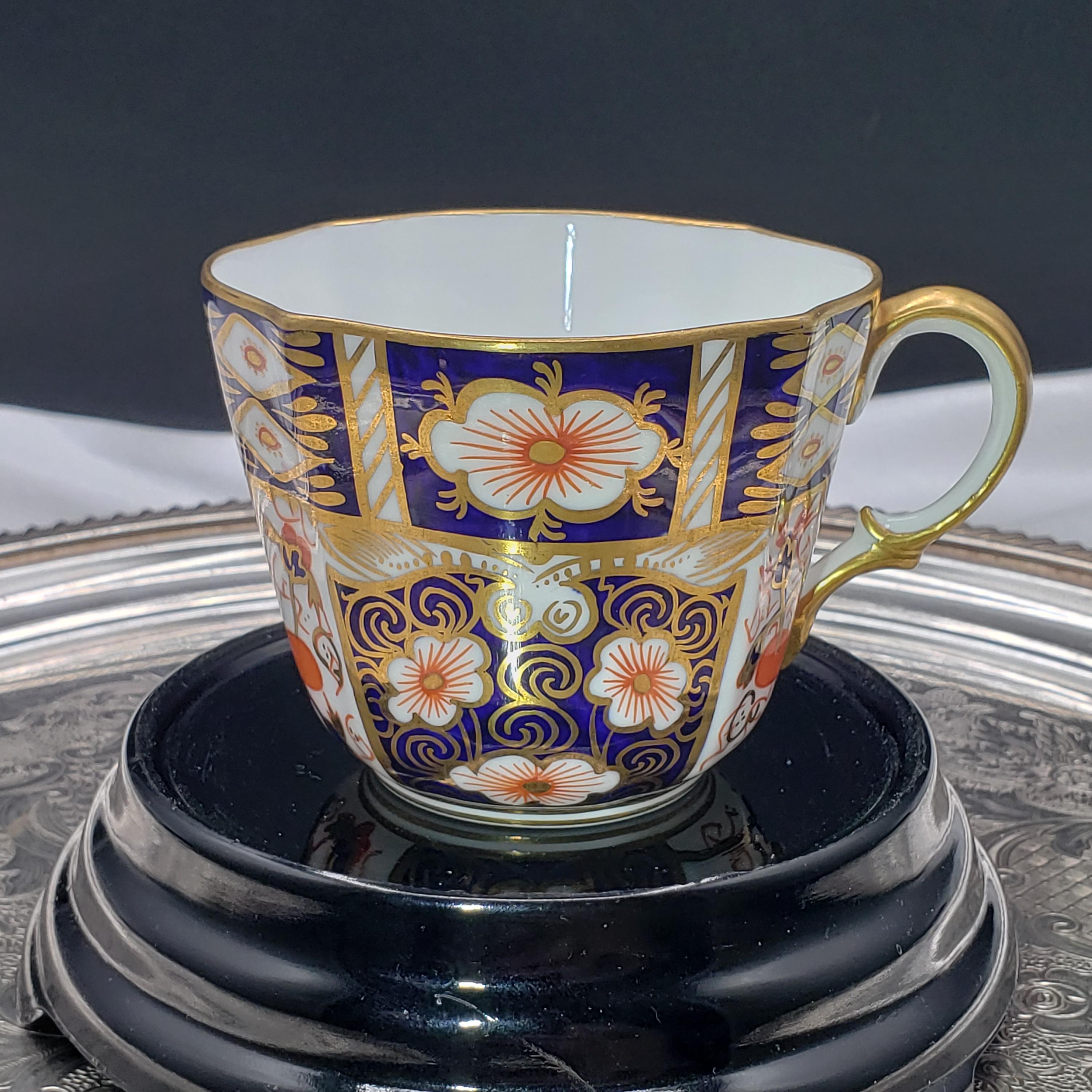 Vintage Royal Crown Derby Teacup: Imari Pattern, Dover Style, 1929