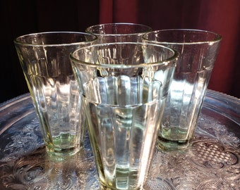Retro Gibraltar Style Drinking Glasses from Germany, 5 oz Tapered Green Glasses Set of 4, Room Decor, MCM Glasses   >>> FREE SHIPPING <<<