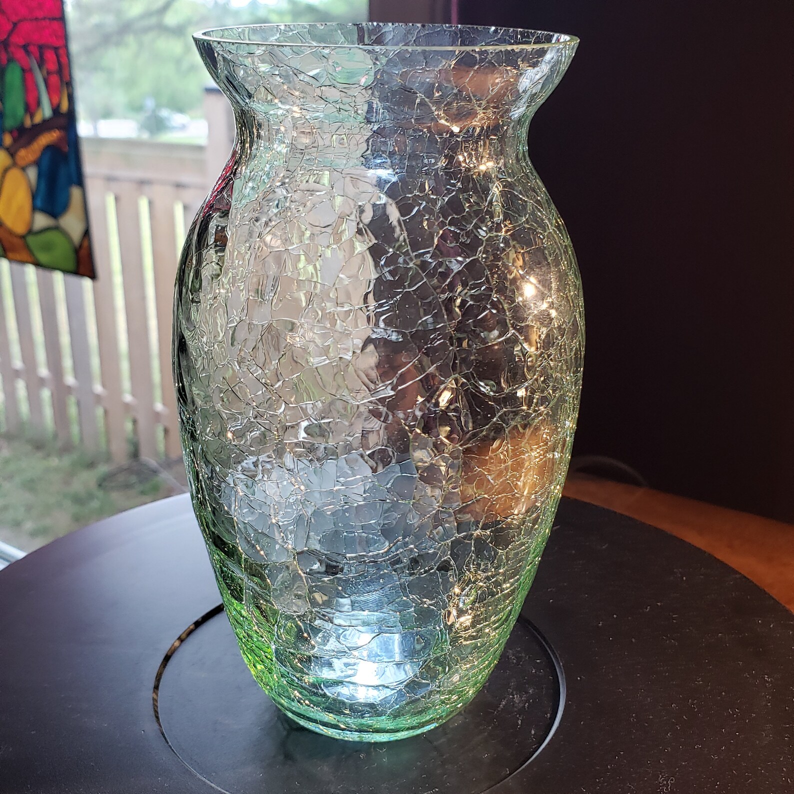 Vintage Crackle Glass Vase Light Green Great Condition. Etsy