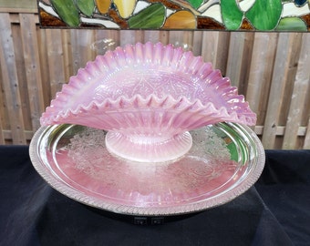 Rare Fenton Pink Opalescent Banana Bowl From the 1990s - Fenton Glass, Banana Basket, Fruit Bowl, Vintage Fenton, Pink Bowl, Free Shipping