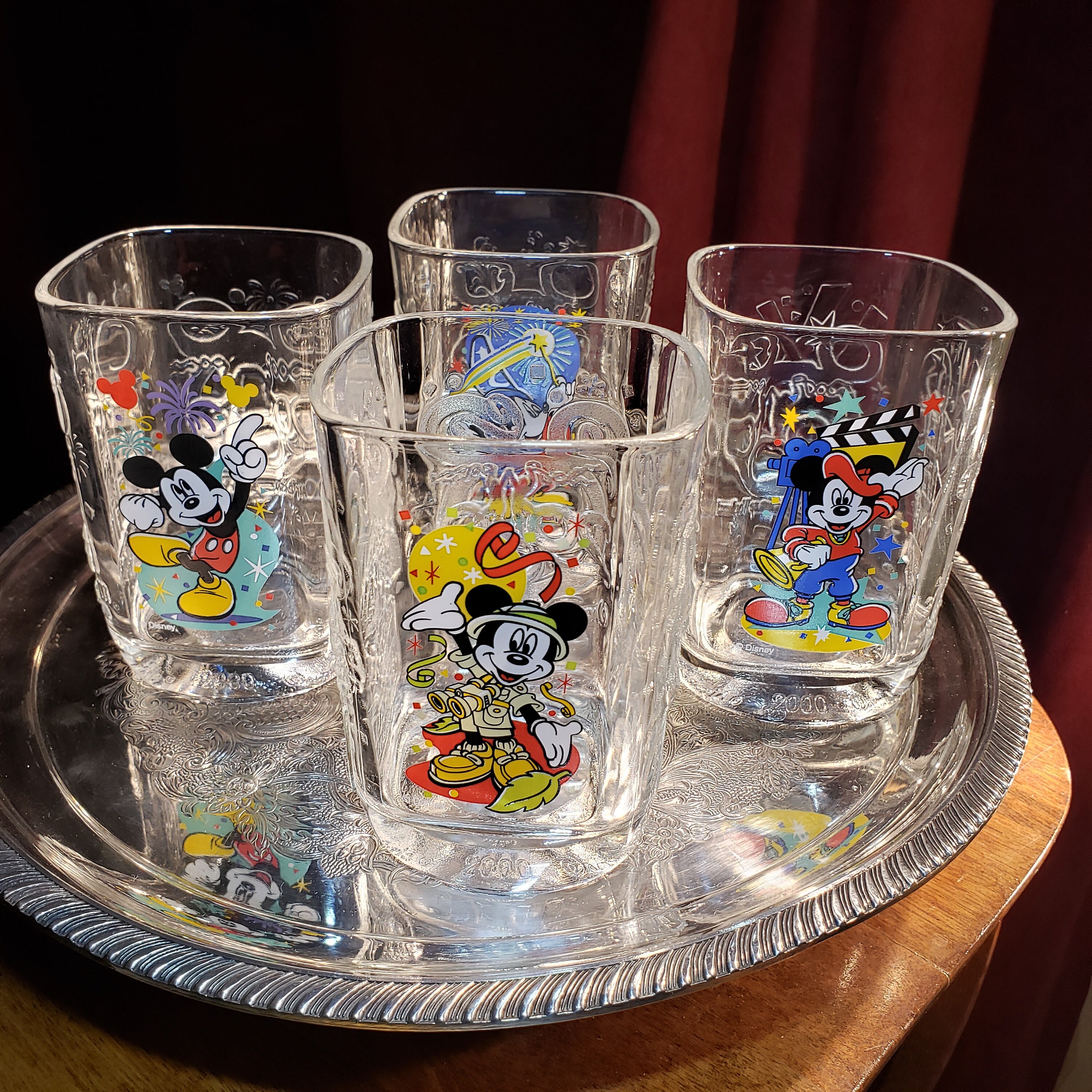 Disney Mickey Mouse Milk Glasses - Set of 4