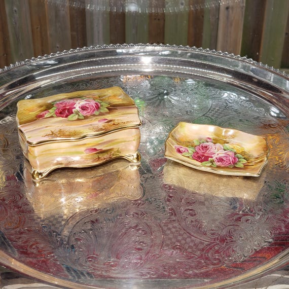 Royal Winton Ring Box and Tray - Red Roses