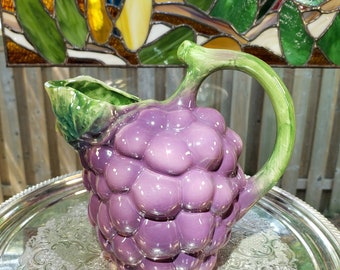 Vintage Hand-painted Grape Pitcher: Italian Ancora Ceramic - Etsy