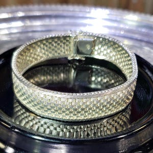 Atemberaubendes Vintage Sterling Silber 925 Woven Weave Armband - signiert T.O.B - Double Lock Tabs - Größe 18 cm von Ende zu Ende, Muttertagsgeschenk