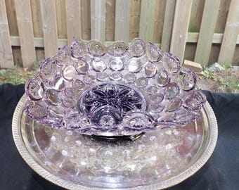 Amethyst Glass Triangle Bowl: Jeweled Moon and Star - 1896