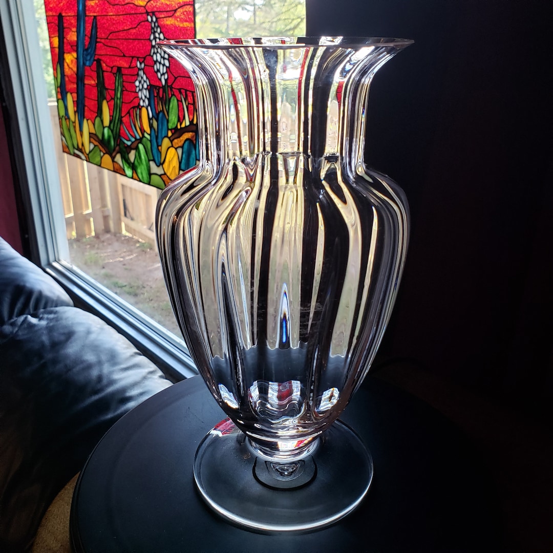 Vintage Light Pink Crystal Flower Vase Retro Flower Vase Etsy