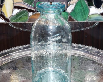 Rare Antique Hamilton Glass Works Whittled Half Gallon Sealer - "C" Error - Canadian Jar