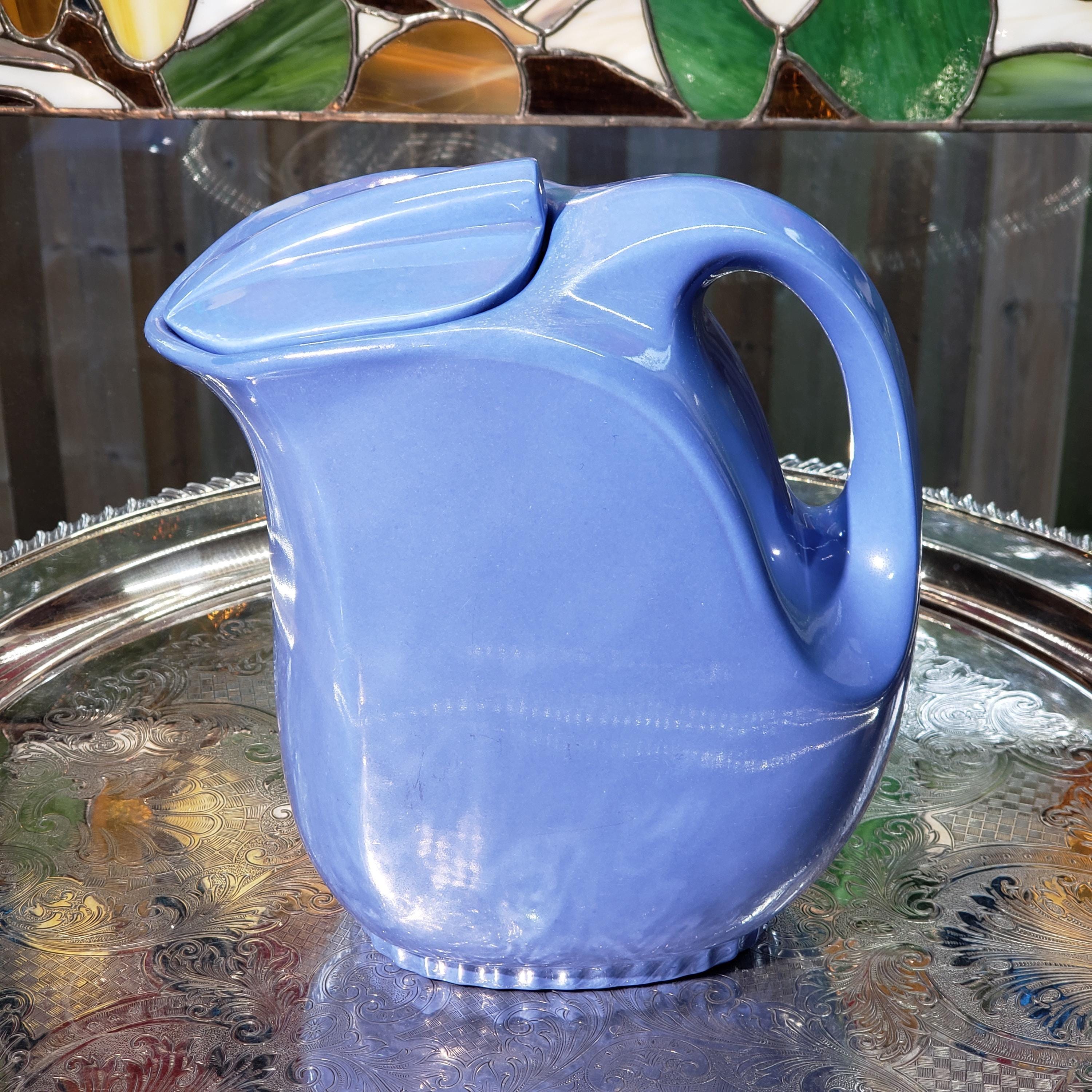 Hall Pottery Pitcher: Delphinium Blue Ceramic - 1940s Montgomery