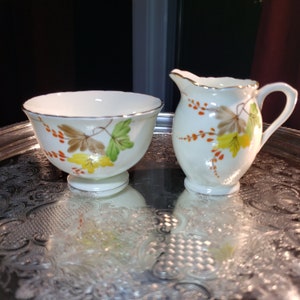 Vintage Delphine China Cream and Sugar Bowl, Retro Decor, Fall Decor