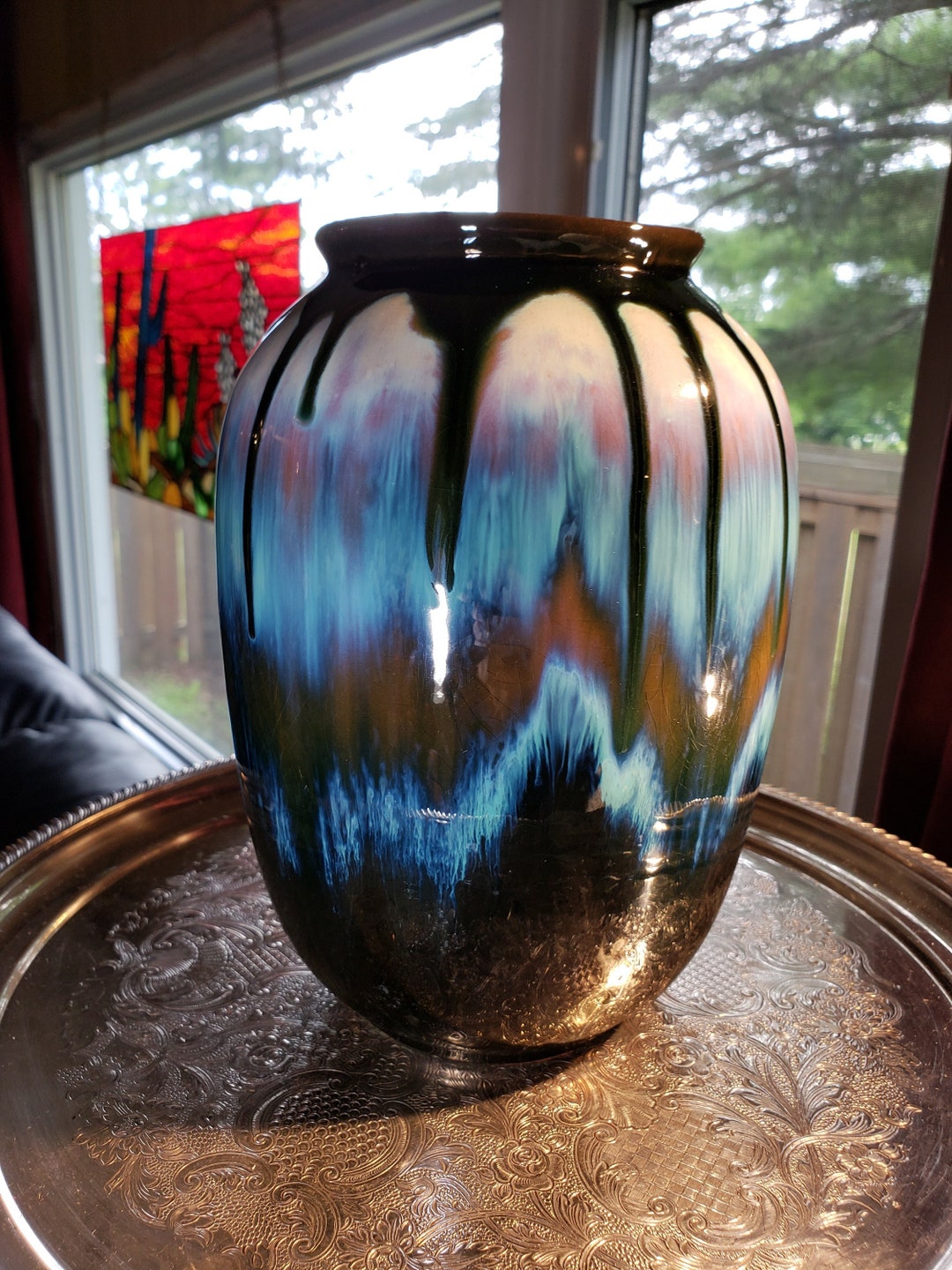 CCC Canada Rainbow Glaze Drip Pottery 8 Inch Vase Mid Etsy