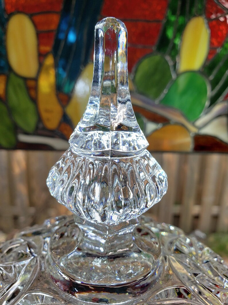 Lead Crystal Candy Bowl: Pinwheel Pattern, Footed Glass image 3