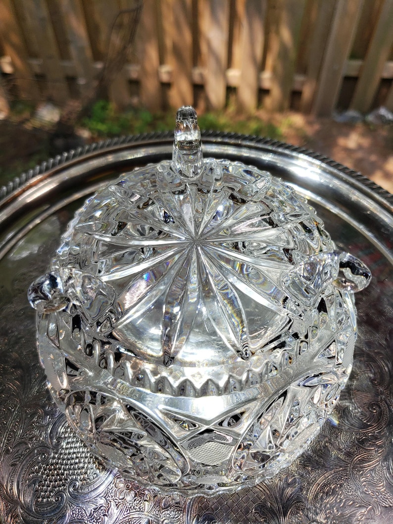 Lead Crystal Candy Bowl: Pinwheel Pattern, Footed Glass image 8