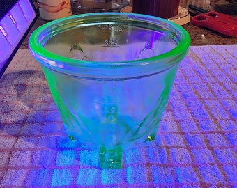 Green uranium  glass mixing bowl