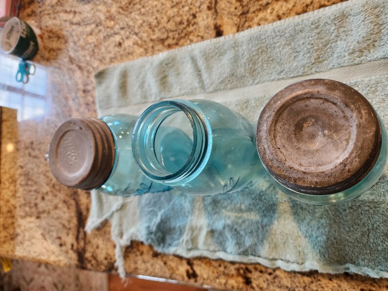 Three Vintage Green Ball Canning Jars Etsy