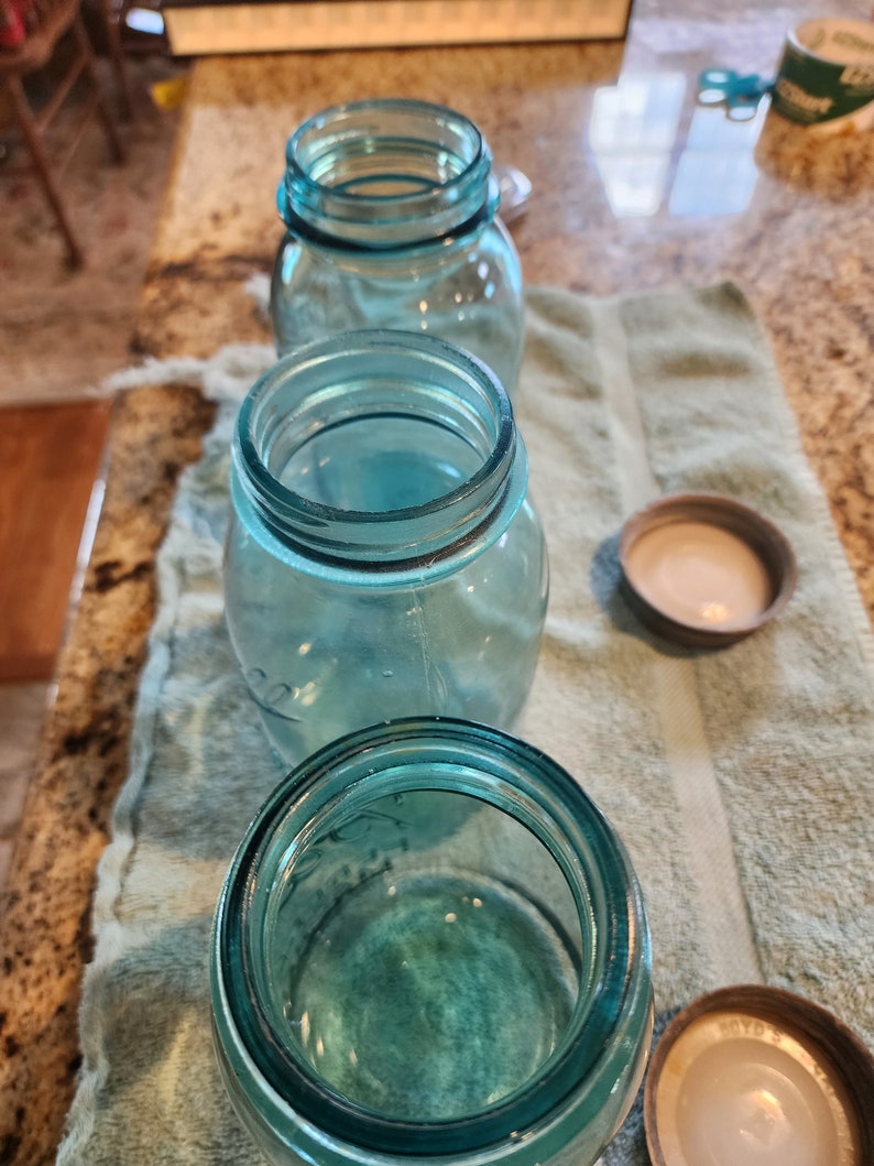 Three Vintage Green Ball Canning Jars Etsy