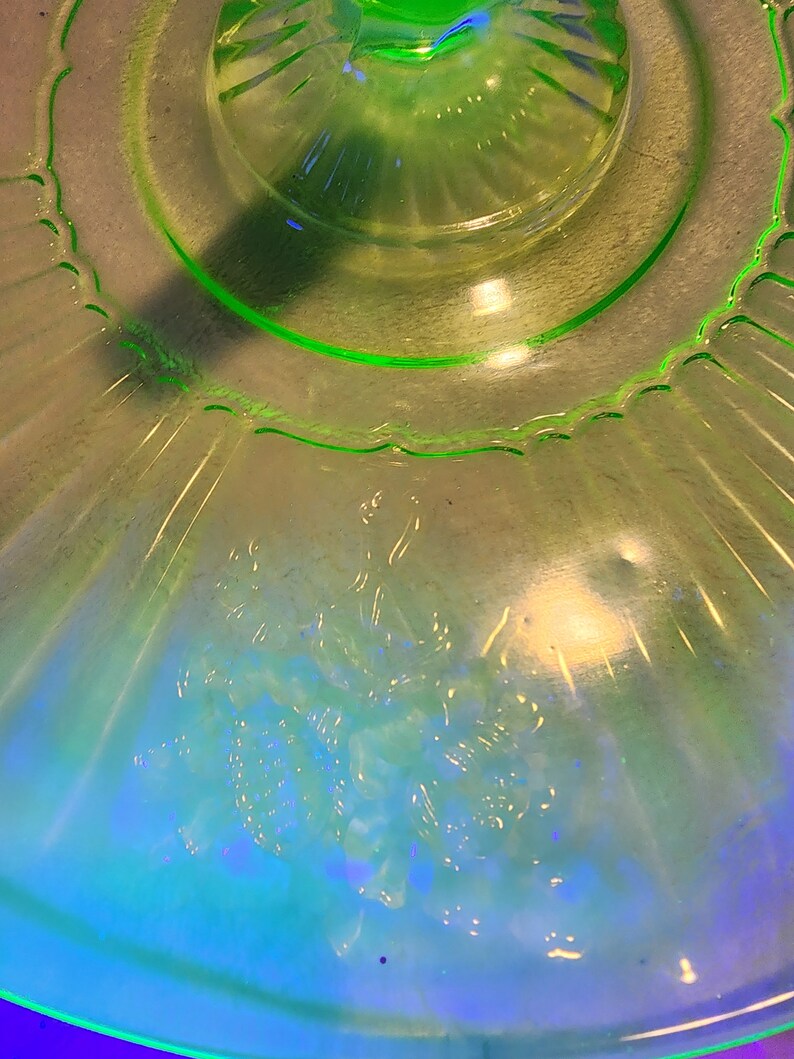 Green Depression Glass / Uranium Glass Serving Tray Etsy