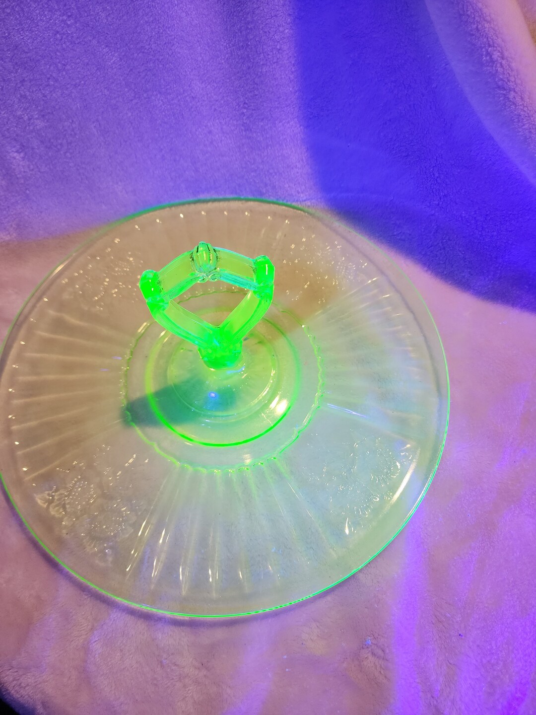 Green Depression Glass / Uranium Glass Serving Tray Etsy