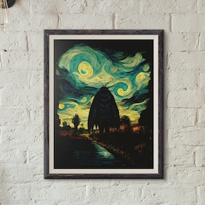 Mothman Poster Mothman Art Print Mothman Wall Art Mothman Gift Starry Night Style Poster Cryptid Poster Cryptids Cryptidcore Art
