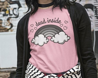 Dead Inside Pastel Goth Shirt Dark Clowncore Esthetische Pastel Grunge Tee Soft Goth TShirt Mall Goth T-Shirt Dreamcore Weirdcore Kleding