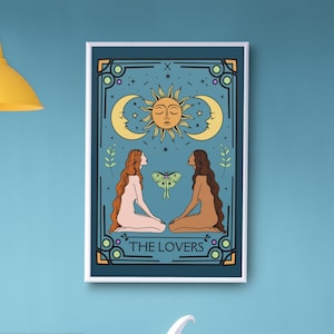 Sapphic Art Lesbian Art Sapphic Art Print Sapphic Tarot Card Print Queer Art Lesbian Art Print Queer Art Print WLW Art Tarot Art