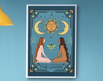 Sapphic Art Lesbian Art Sapphic Art Print Sapphic Tarot Card Print Queer Art Lesbian Art Print Queer Art Print WLW Art Tarot Art